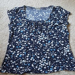 Van Husen Short Sleeve Square Neck Floral Blouse